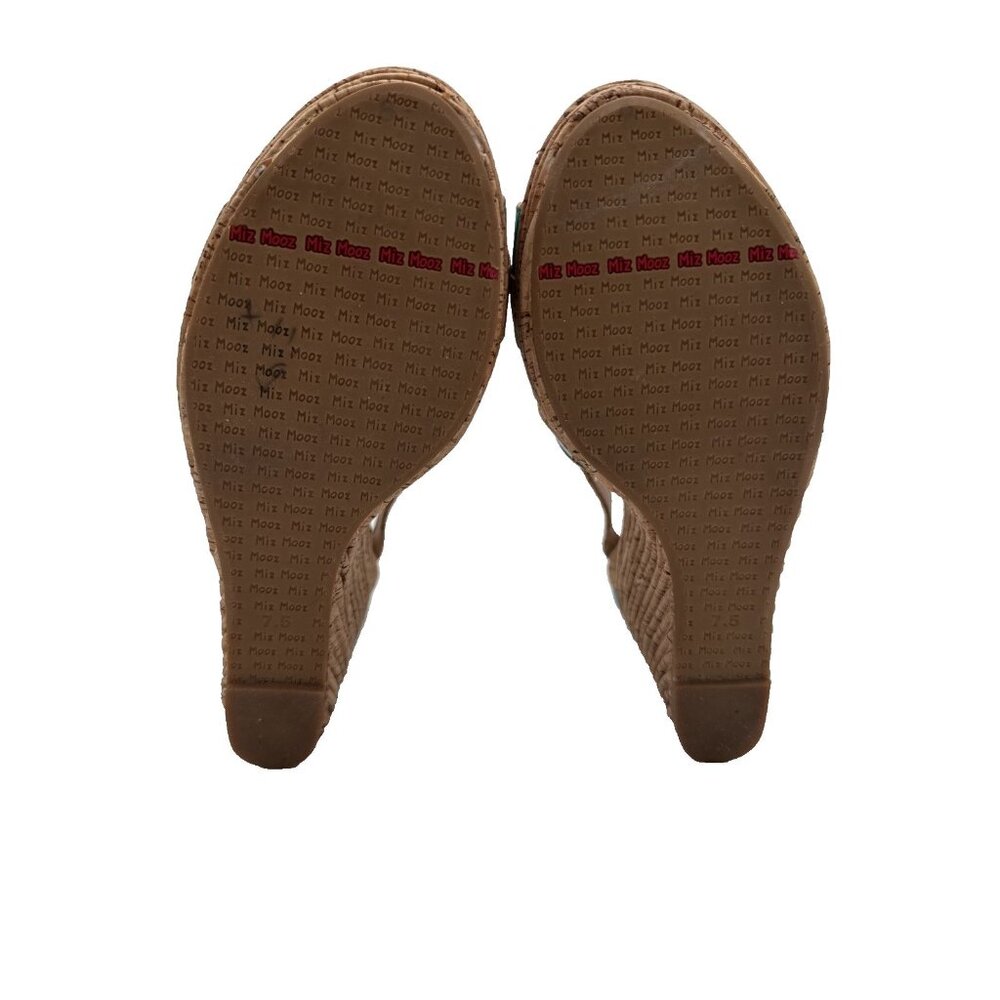 Miz Mooz Kenya‎ Platform Leather Wedge Heel Peep Toe Sandals size 7.5 Cork - Picture 16 of 16